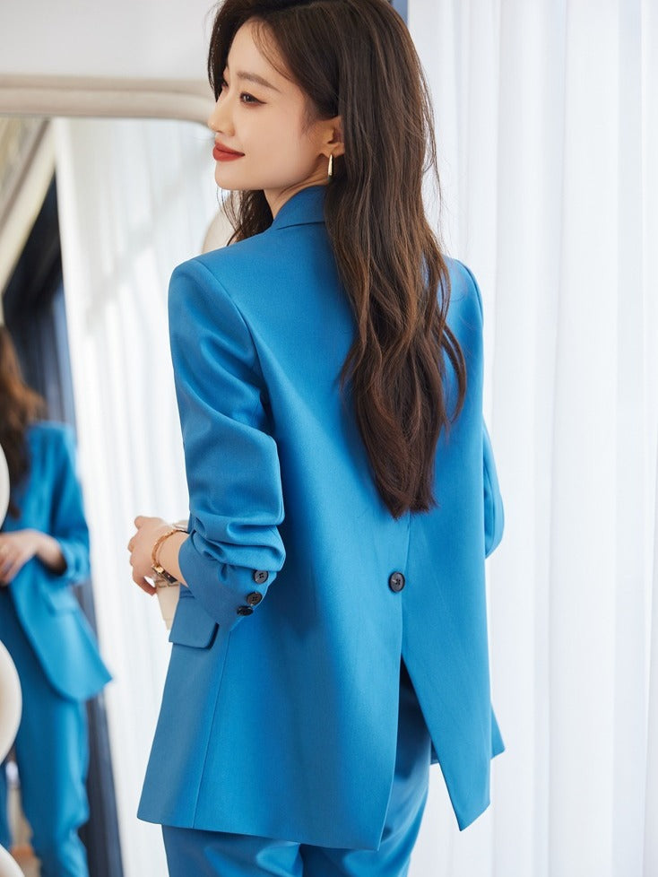 Blue small suit jacket for women Spring and Autumn new design temperament casual business wear suit suit formal wear