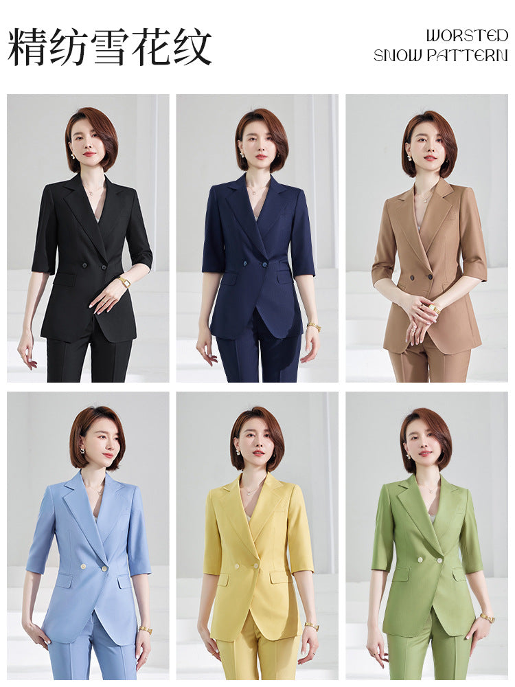 Women's Mid-sleeve suit Korean-style slim-fit professional formal wear business workwear uniform property administrative work clothes