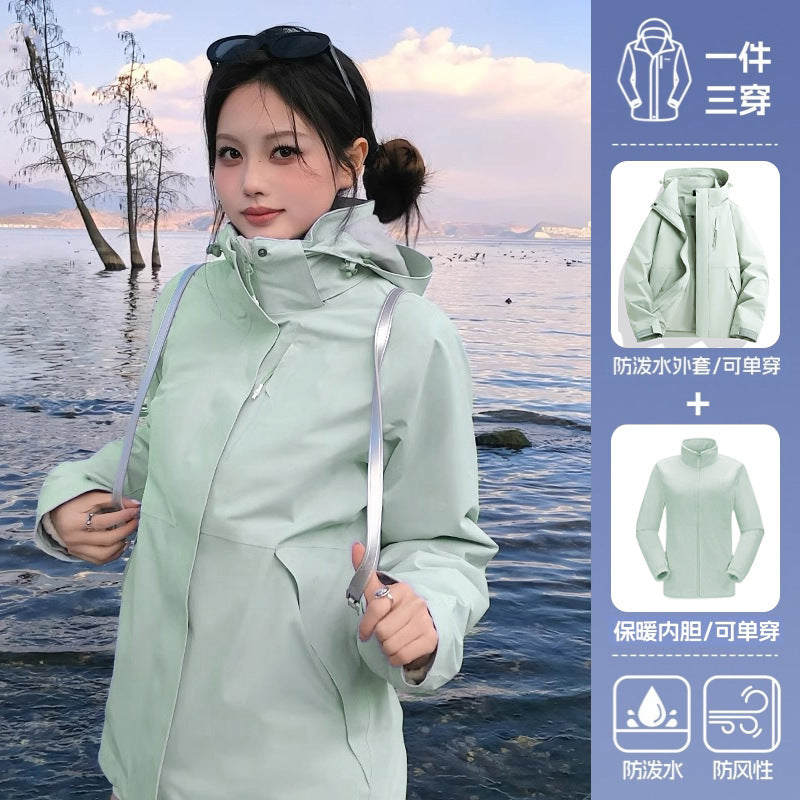 Big Brand Same Style Yueying Yellow Jacket for Women 2025 New Three-In-One Mountaineering Jacket Outdoor Windproof Hiking Jacket for Men