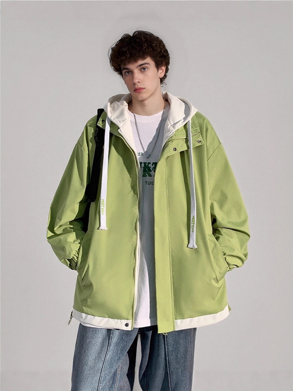 Outdoor Leisure New Style Men's and Women's Clothing Tops Windproof Jacket Coat Men's Fake Two-Piece Spring and Autumn Loose Fit