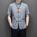 New Tang Suit Men's Tops, New Chinese Style Ancient Style Summer Clothes, Short-Sleeved Summer Suits for Middle-Aged and Elderly People, Dad's Summer Suits