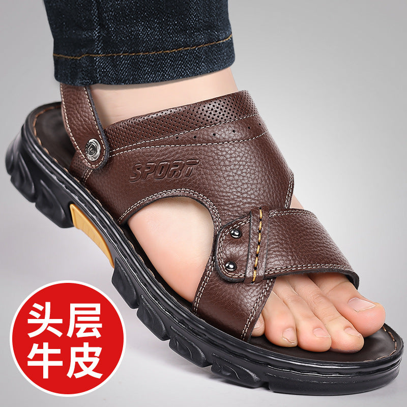Men's sandals 2024 Summer new men's outdoor sandals outdoor fashion leather sandals factory direct one-piece delivery