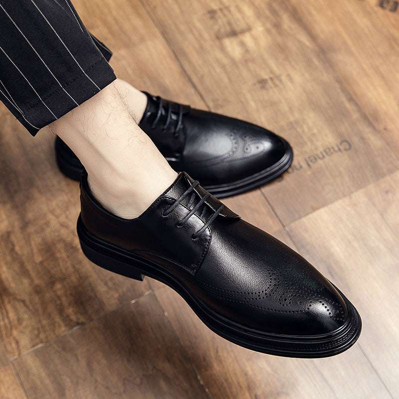 Brock Black Men's Shoes Soft Sole Soft Leather British Men's Formal Business Casual Small Leather Shoes Groom and Best Man Leather Shoes
