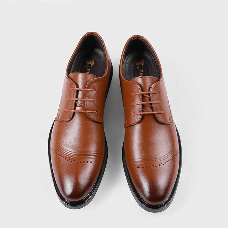2025 Spring and Autumn Formal Business Men's Height Increasing Leather Shoes Invisible Height Increasing 6cm Men's Shoes Single Shoes Men's Wedding Shoes