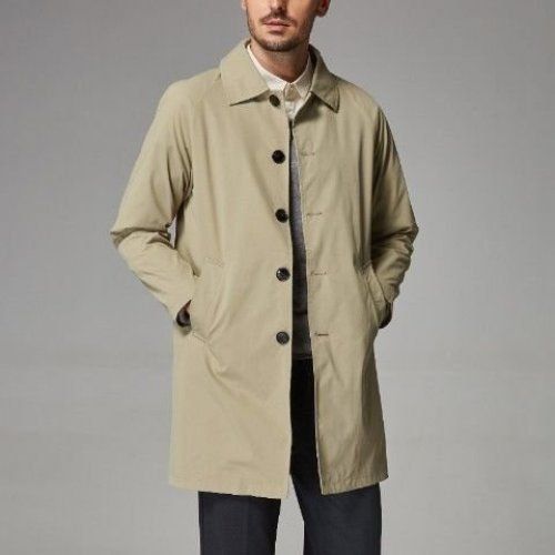 Lapel Simple Basic Windbreaker Men's Mid-length Loose Skin Windbreaker Spring and Autumn Pure Color Casual Thin Coat