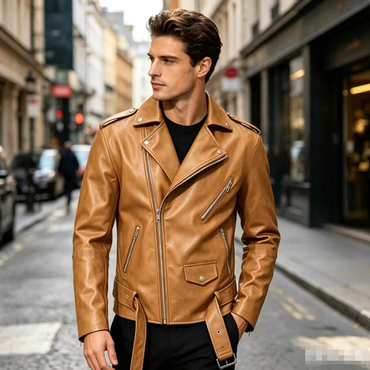2025 Autumn/Winter New Men's Pu Leather Jacket, Large Size Men's Leather Clothing for Foreign Trade, Aliexpress Amazon Motorcycle Leather Jacket