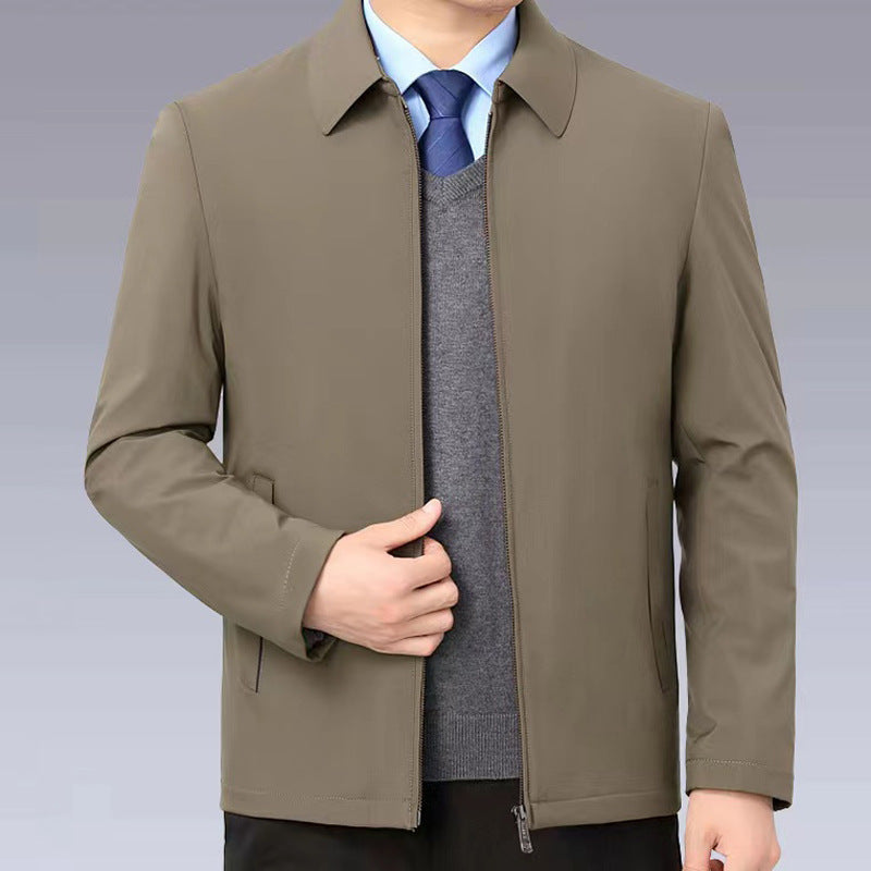 Manufacturer Wholesale Middle-Aged and Elderly Dad Jackets Men's Spring and Autumn Middle-Aged High-End Executive Jackets Button Casual Tops