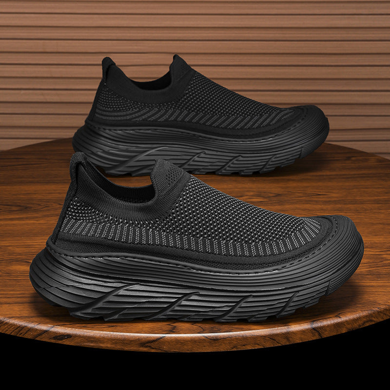 New Summer Shoes  Korean-style Trendy Casual Shoes Fly-woven Breathable Mesh Shoes Thick Sole Increased Sports Mesh Shoes