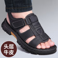 Sandals Men's New Men's Beach Shoes Cowhide Sandals Outdoor Shoes Non-Slip Thick-Soled Roman Leather Sandals for Men