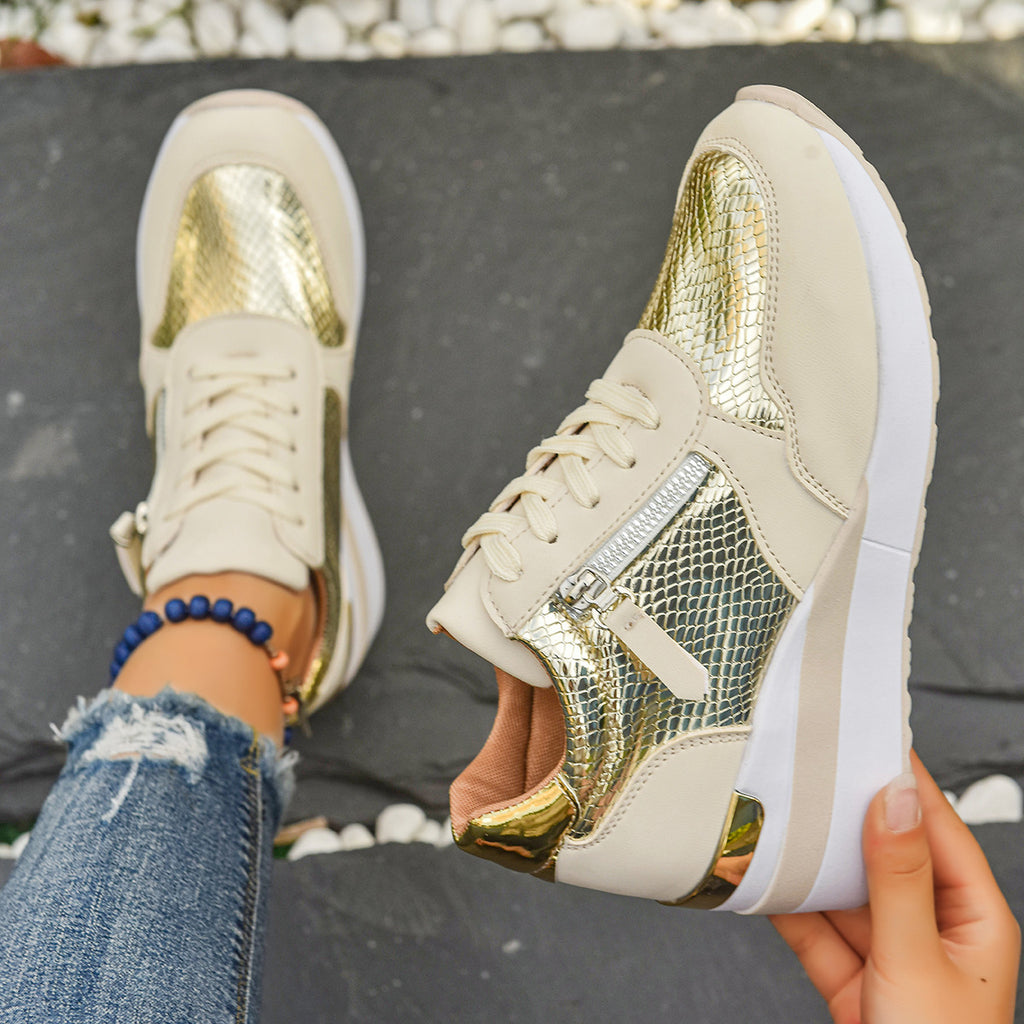 Foreign Trade Women's Sports Casual Shoes, New European and American Fashion Thick-Soled Casual Sports Shoes for Women, Large Size Single Shoes Wholesale for Women