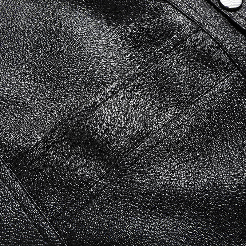 Autumn and Winter New Middle-aged Men's Leather Vest fleece-lined Thickened Dad Winter Clothing V-Neck Grandpa Outer Wearing Warm Vest