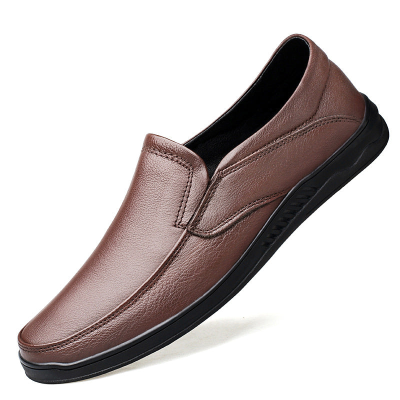 Men's Shoes Summer Casual Leather Shoes Men's Korean Style Youth Slip-on Lazy Loafers Business British Style Peas Shoes