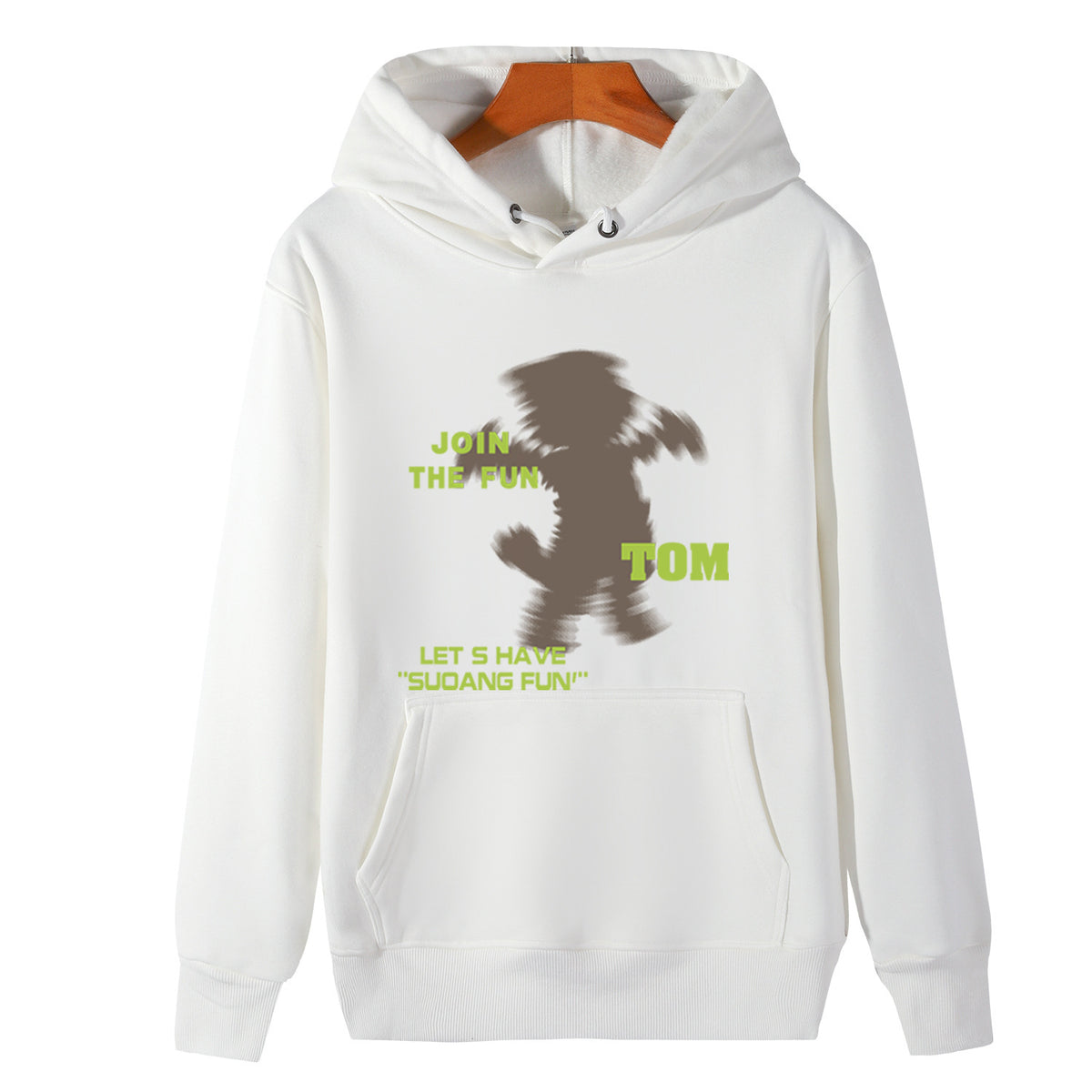 American Style Retro Trendy Fun Printed Hooded Sweat Autumn and Winter fleece-lined Loose Casual Hooded Top