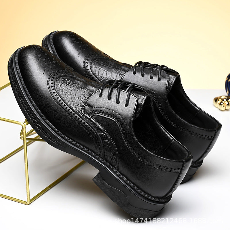 Men's Shoes New Style Business Formal Leather Shoes Men's Brogue Wedding Shoes Men