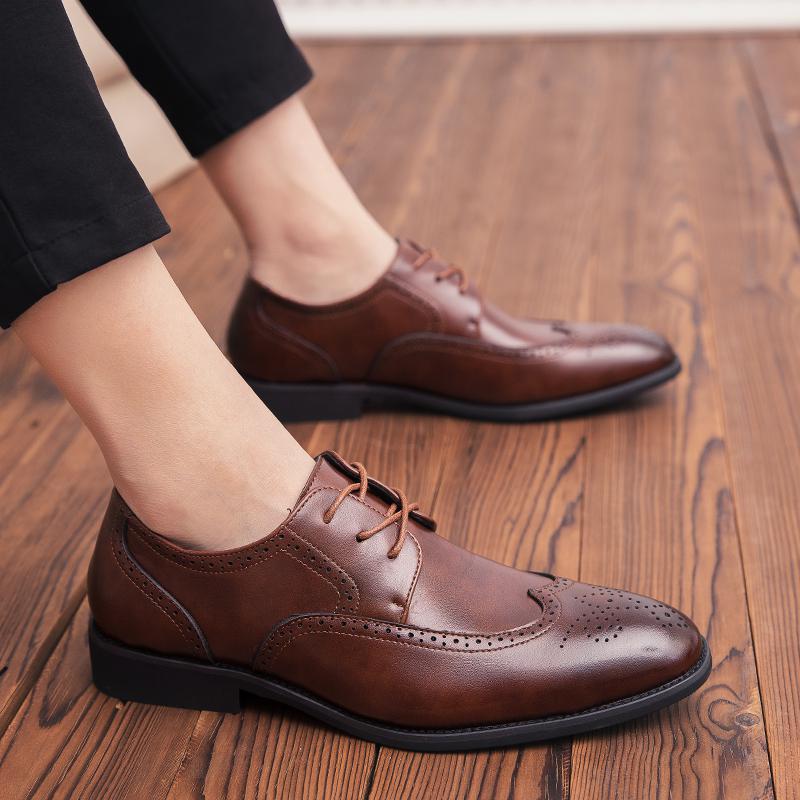Large Size 48 Men's Formal Pointed Leather Shoes Leather Shoes Soft Leather British Men's Leather Mens Shoes