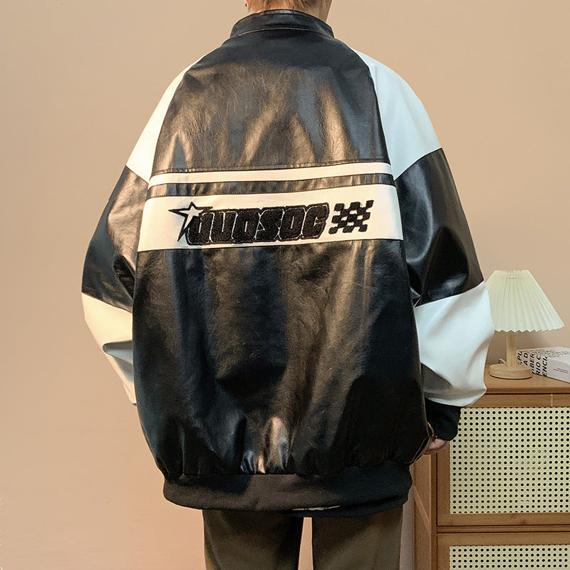 American Style Jacket Coat Men's/ Women's Spring and Autumn Street Aviator Biker Suit hiphop Trendy Brand Loose plus size Plutton Handsome Top