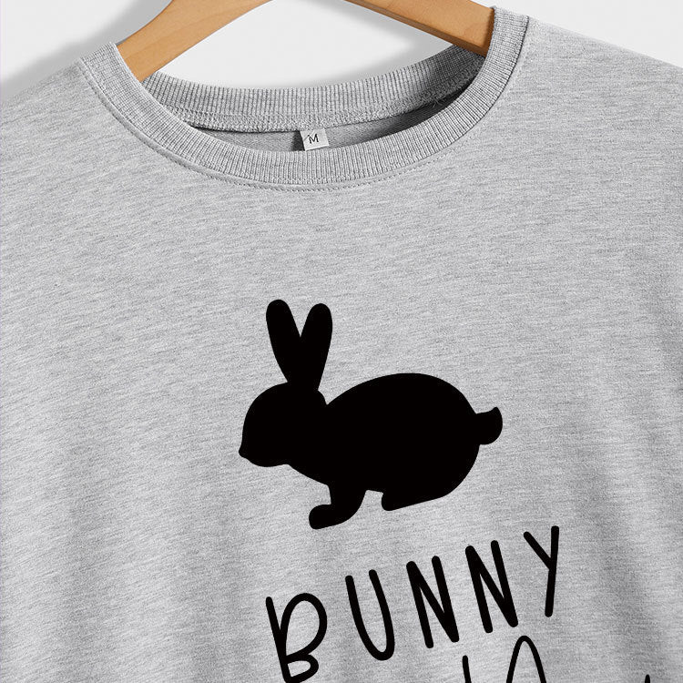 Amazon Cross-Border Export European and American Fashion Bunny Mom Fun Casual Women's Loose Long-Sleeved Round Neck Sweatshirt