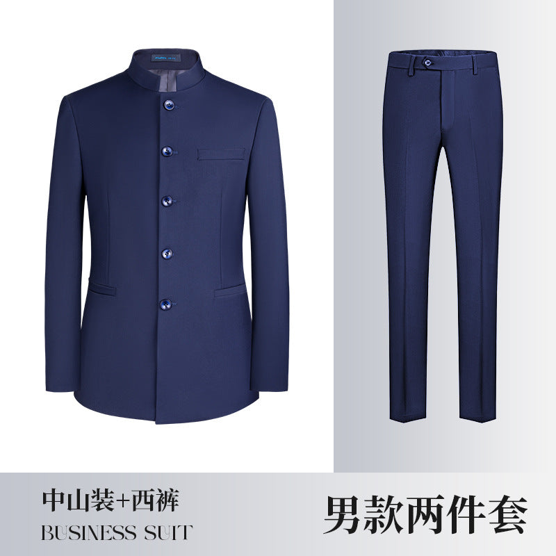 Gray Business Attire for Men and Women, Autumn and Winter Slim Business Bamboo Pattern Suit, Women's Trousers and Vest