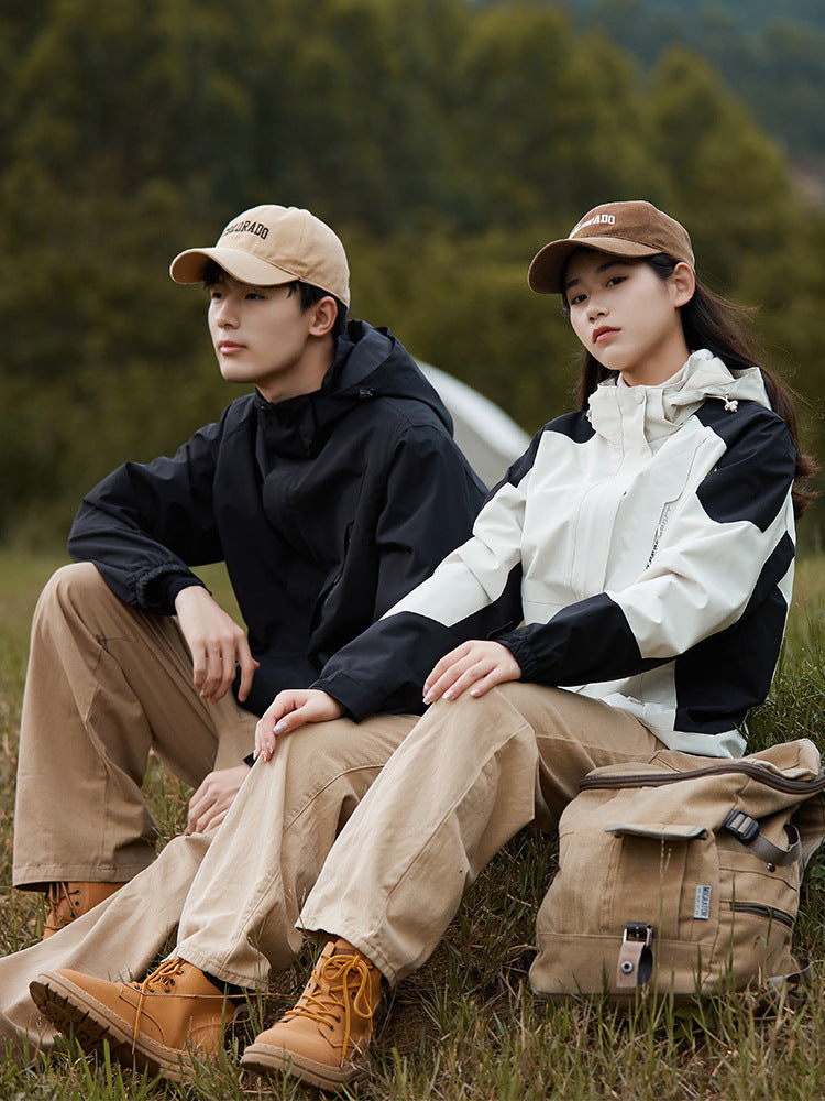 Mountain-Style Autumn and Winter Jackets for Men and Women, Single-Layer Couple Windproof and Waterproof Outdoor Trendy Brand Jackets, Mountaineering Clothing