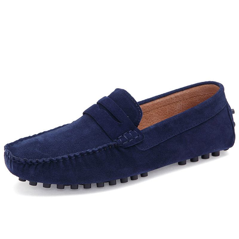 Large size cross-border live selling bean shoes men's leather frosted loafers one-step British men's casual shoes