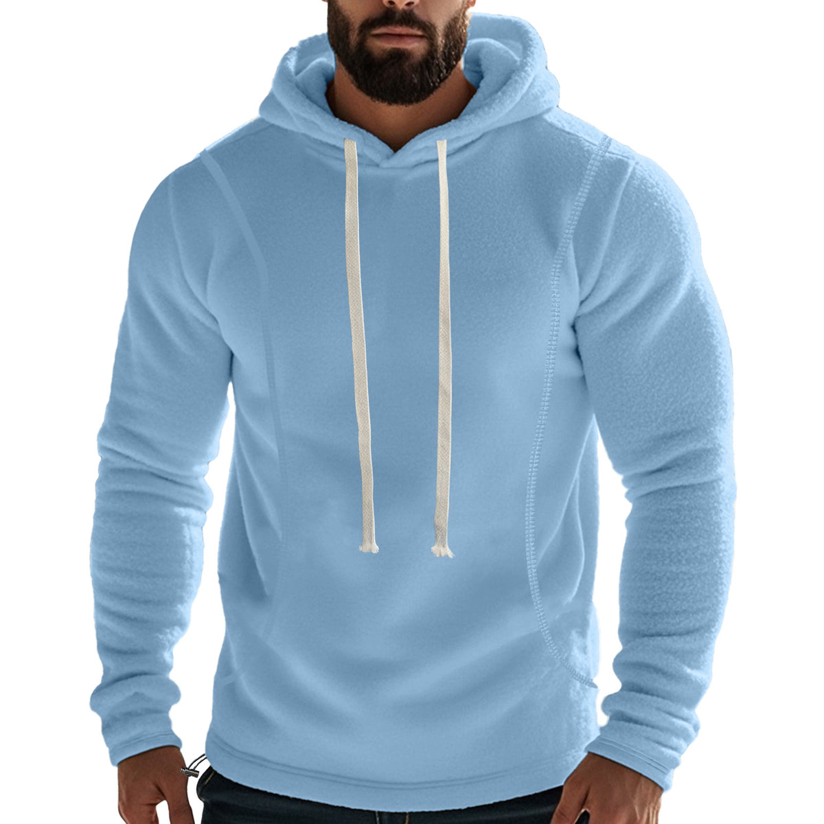 Cross-border Amazon autumn and winter  polar fleece hooded solid color sweater fleece-lined warm sports pullover hoodie