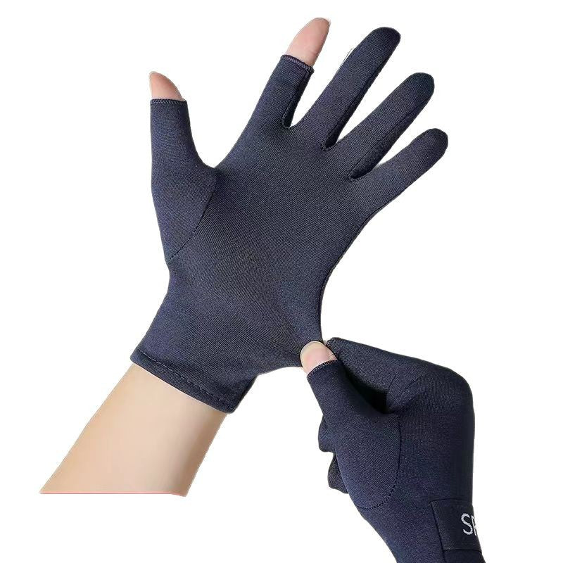 Autumn and winter two-finger velvet practical gloves nucleic acid collection outdoor riding students write warm touch screen new