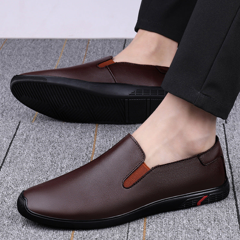 Men's Shoes Loafers Doug Shoes Men's Casual Leather Shoes Men's Cowhide Breathable Soft Sole Slip-on Lazy Car Shoes