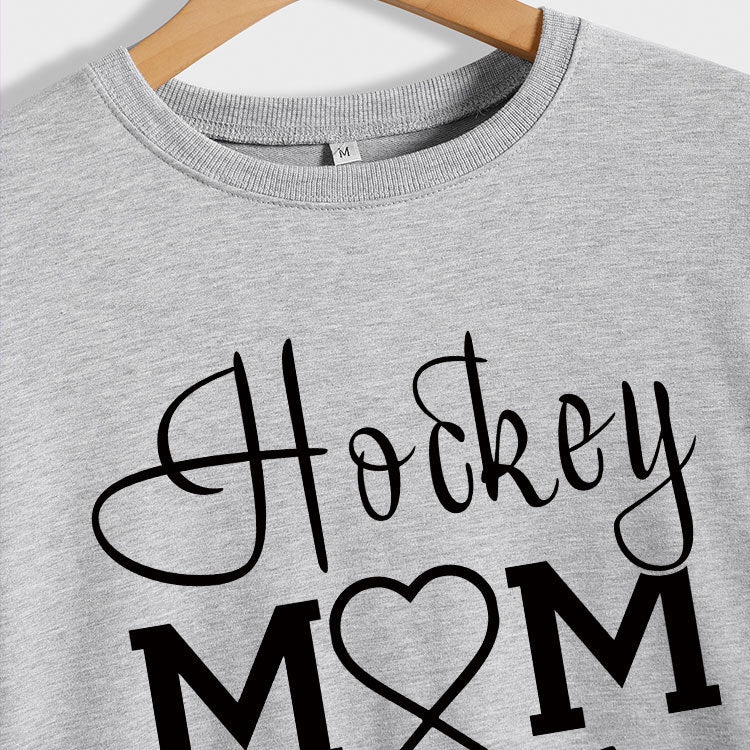 Amazon Wish Independent Station Fashionable Simple Hockey Mom Letter Fun Printed Women's Casual Sweatshirt
