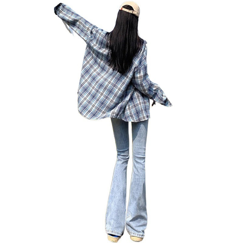 Light-Colored High-Waisted Flared Jeans for Women, Spring and Autumn 2025, Slimming, Butt-Lifting, Stretchy Flared Horse Hoof Long Pants