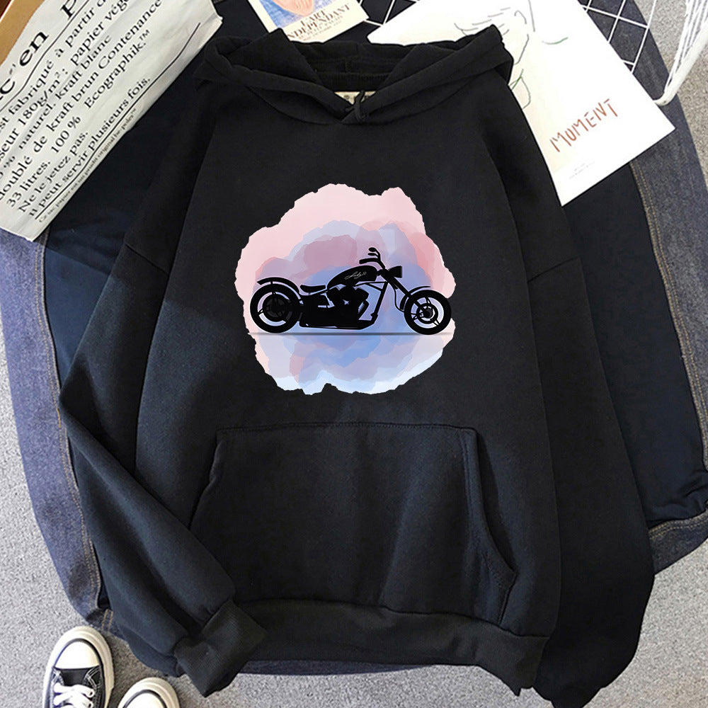 Hoodies Unisex Motocicleta Com Bolso, Moletom Encapuzado, Mo