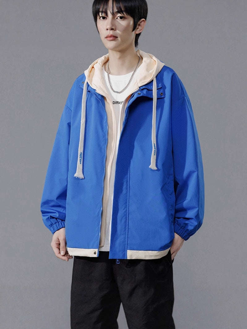 Outdoor Leisure New Style Men's and Women's Clothing Tops Windproof Jacket Coat Men's Fake Two-Piece Spring and Autumn Loose Fit