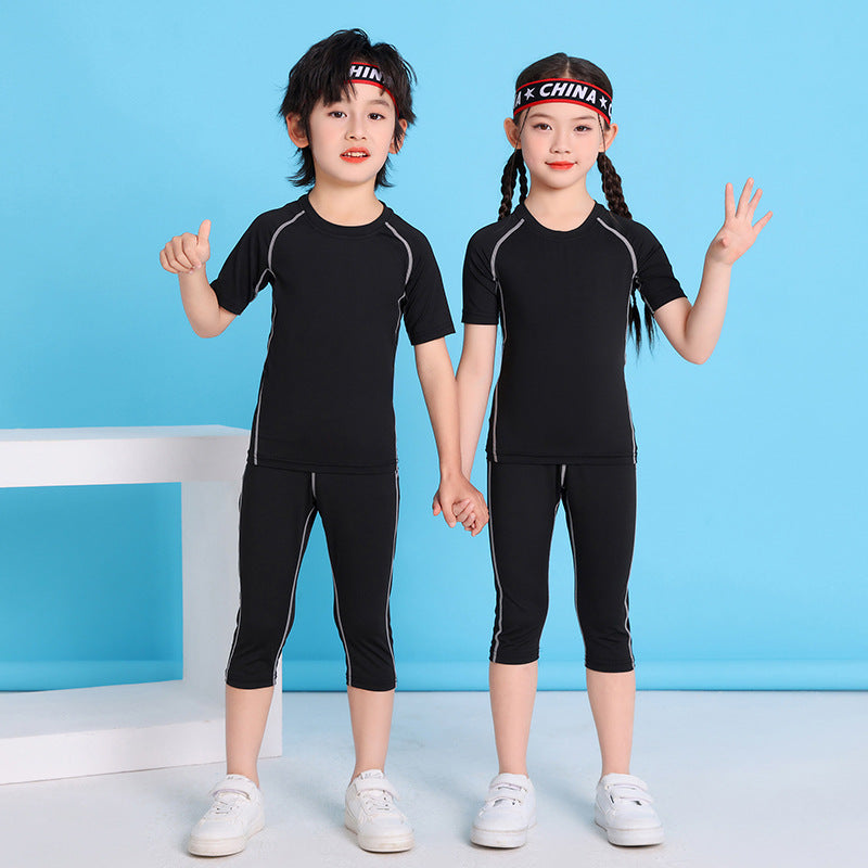 Children's Jump Rope Competition Quick-Drying Training Suit Custom Set, Tight-Fitting Clothing for Running, Football, Basketball, Comfortable Sportswear