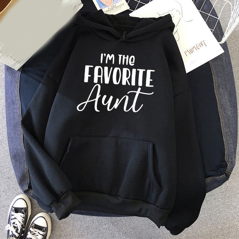 I Am The Favorite Aunt likes aunt printed hooded hooded vests autumn and winter European and American men and women