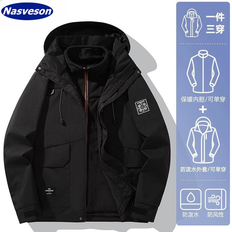 Compass Charge Clothes Women's Jacket Three-in-One Windproof and Waterproof Winter 2024 New Outdoor Couple Mountaineering Suit for Men