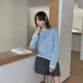 New Spring and Summer Women's Knitted Sweaters, Cotton Round Neck Contrasting Bottoming Shirts, Loose and Simple Elegant Inner Tops Wholesale