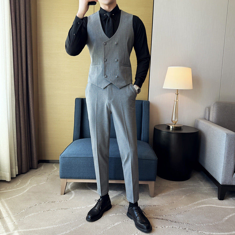 New Spring and Summer High-end Slim-fit Vest Pants suit Men Business Casual Vest Set Best Man Group Dress Suit Men