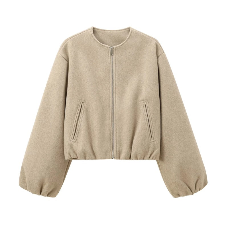 KAOPU ZA Women's 2025 Winter Soft Base All-Match Long Sleeve Soft Bomber Jacket Coat