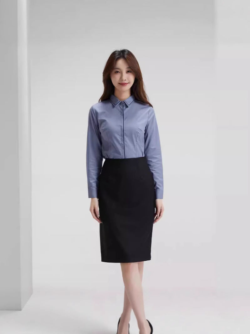 Summer New Women's Long-Sleeved Women's Shirts, Feminine Work Clothing, Slim Fashion, Bamboo Fiber Shirts, Tops, Formal Wear