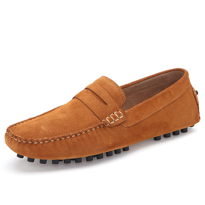Large size cross-border live selling bean shoes men's leather frosted loafers one-step British men's casual shoes