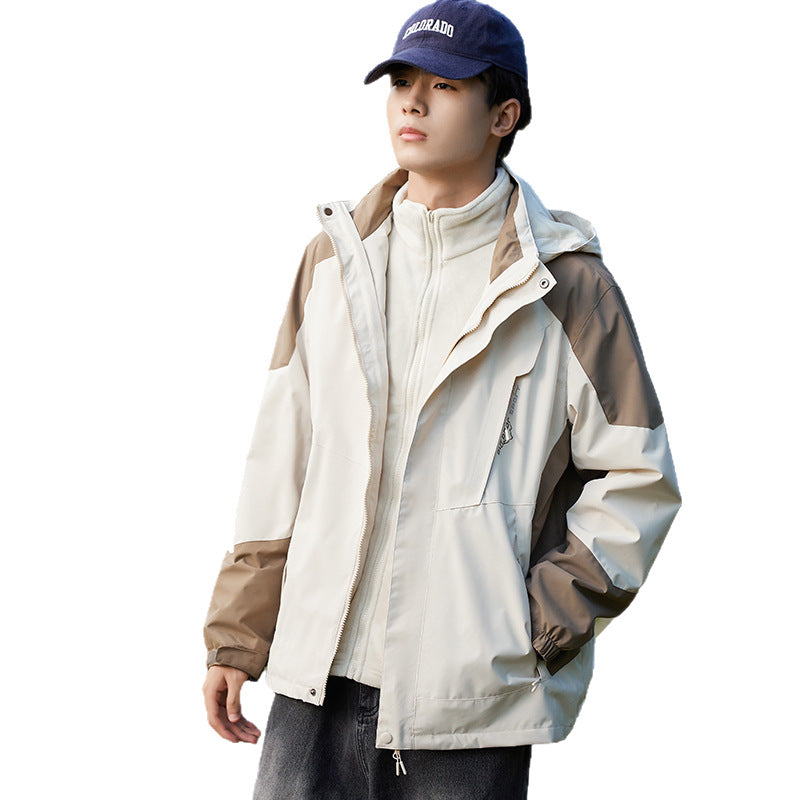 Couple's 3-in-1 Jacket Men's New Outdoor Waterproof Jacket for Mountaineering and Hiking Windproof Jacket