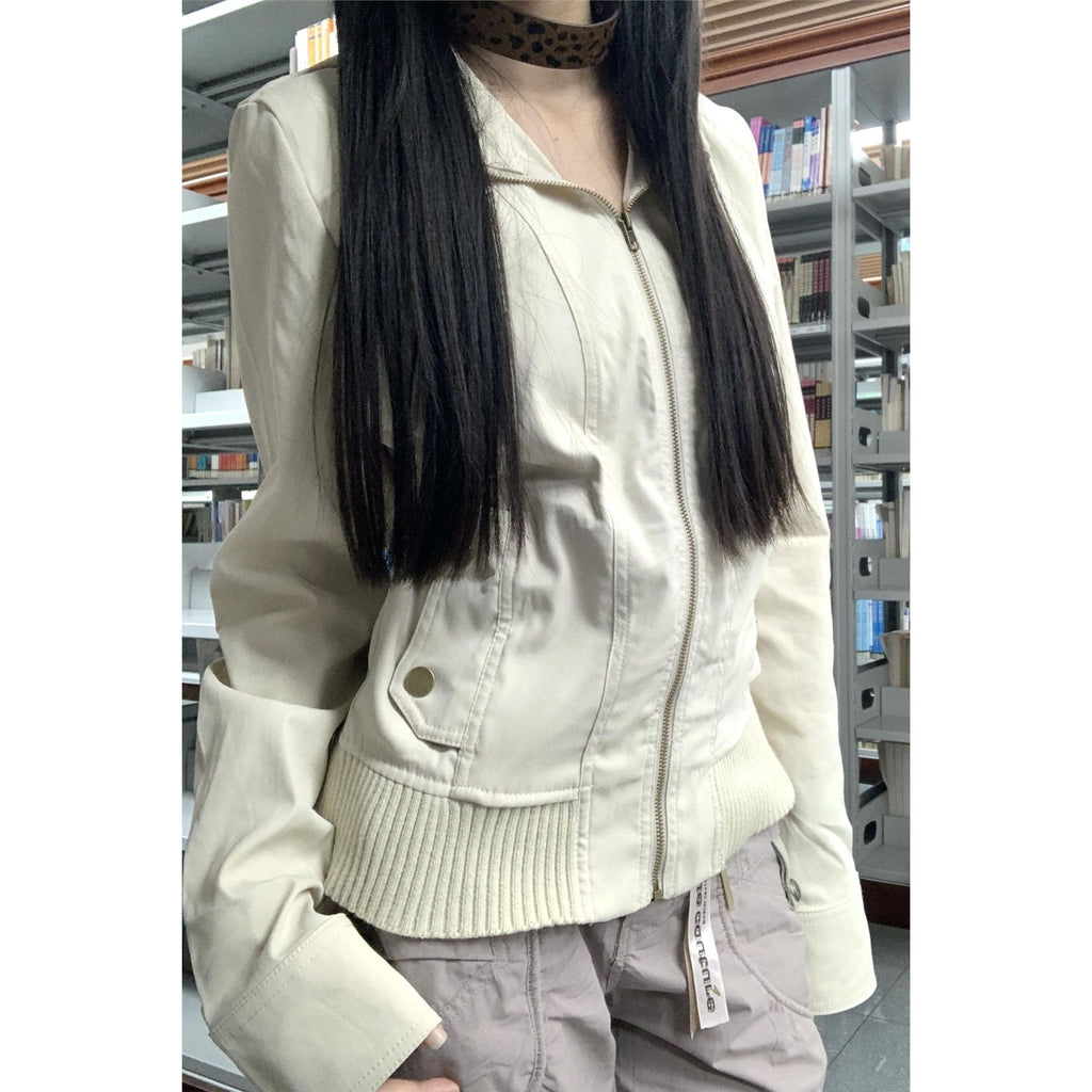 Short Work Jacket Women's Thin Vertical Collar Slim-fit Slimming Spring and Autumn Neutral Jacket Niche Loose Casual Top