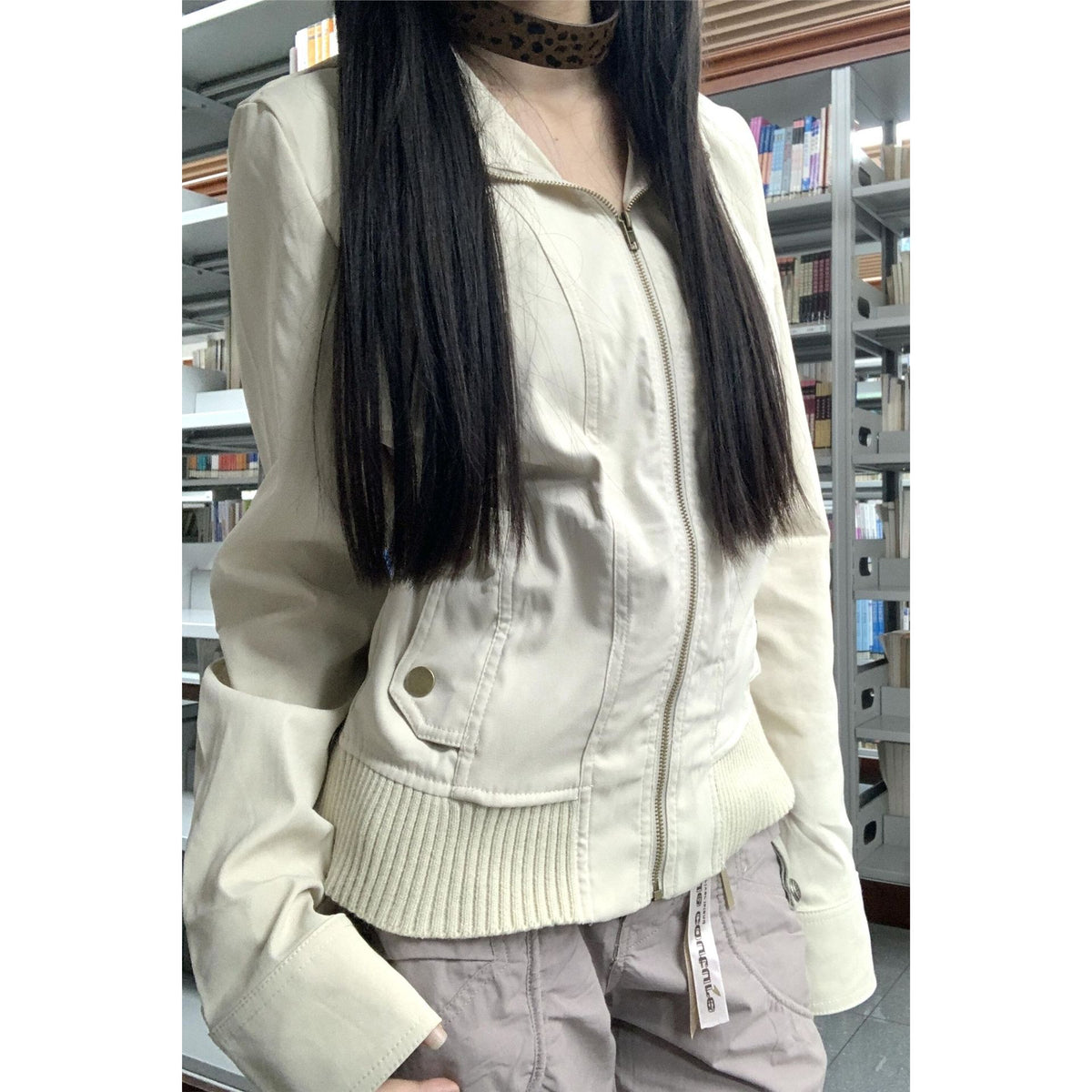 Short Work Jacket Women's Thin Vertical Collar Slim-fit Slimming Spring and Autumn Neutral Jacket Niche Loose Casual Top