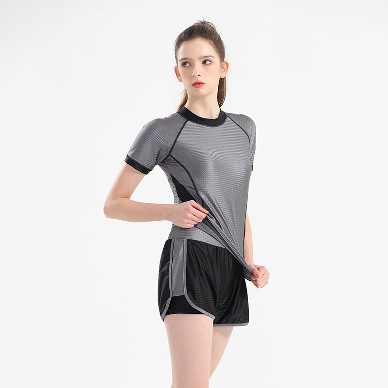 Swimwear Women's 2024 New Conservative Split Short Sleeve Swimwear Flesh Covering Slimming Slight Fat Girls Hot Spring Swimwear