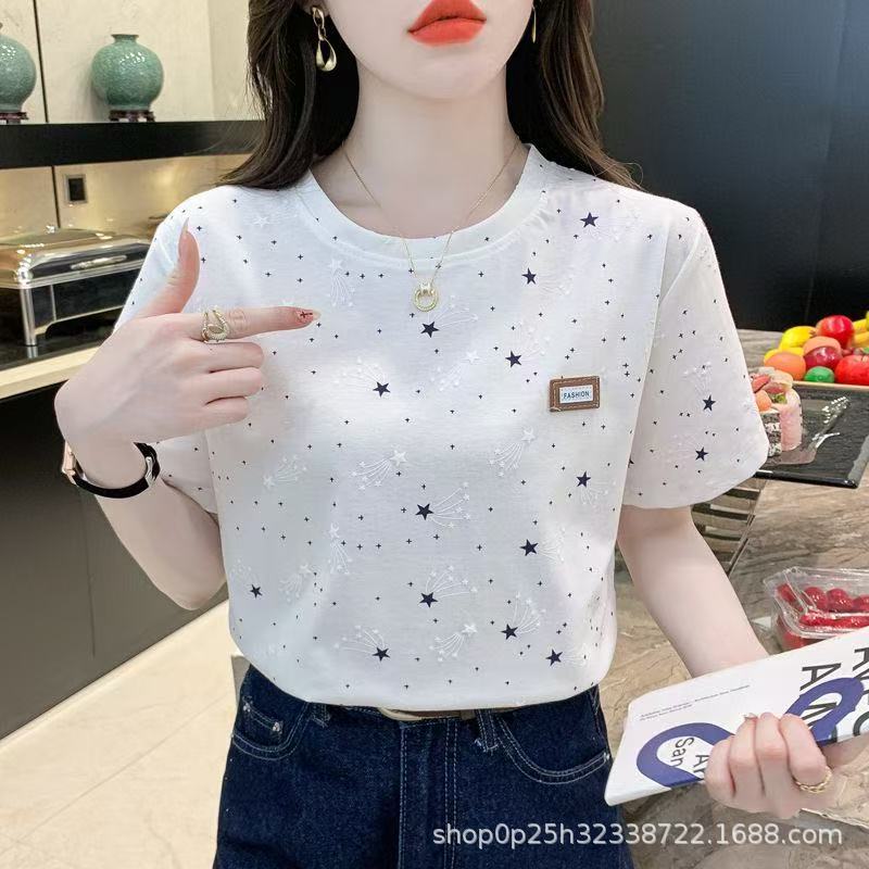 Short-Sleeved T-Shirt for Women, White Half-Sleeved T-Shirt, Summer Wear, 2026 New Korean Style Loose Large Size Women's Summer Top
