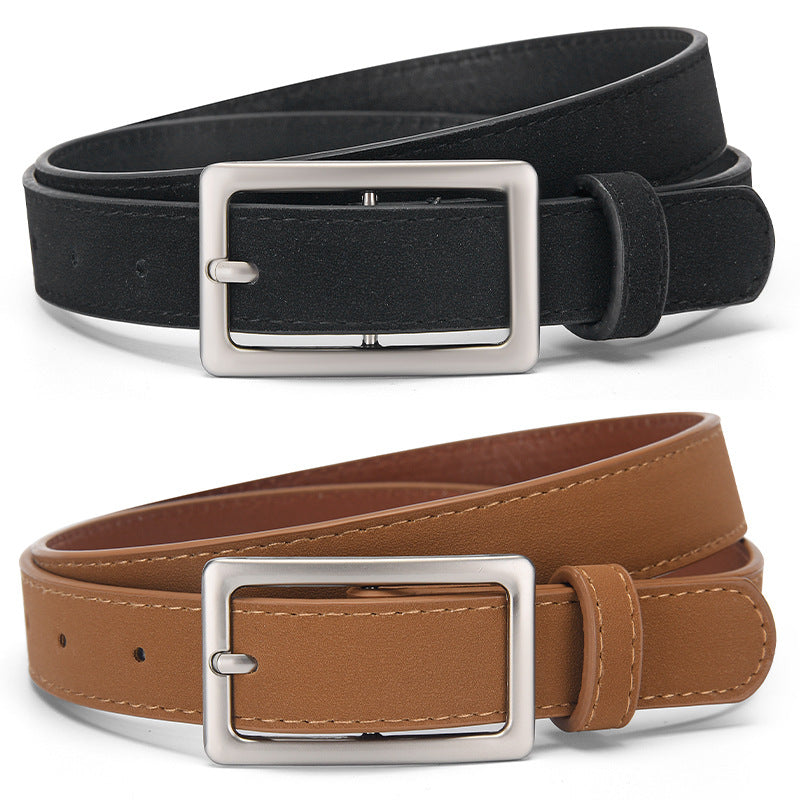 Men's Youth Belt Women's Casual All-match Belt Korean-style Belt Business Trousers with School Uniform Frosted Belt Women
