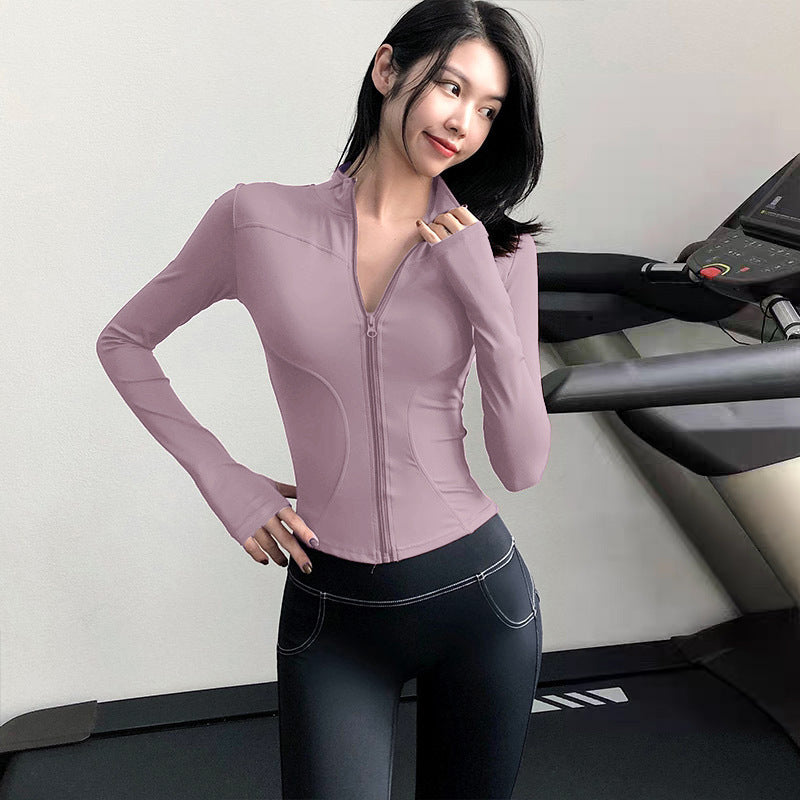 Fitness Training Yoga Clothes for Women, Spring Long-Sleeved, High-Elastic, Quick-Drying, Breathable Sports Jackets, Tight-Fitting, Slimming Fitness Clothes