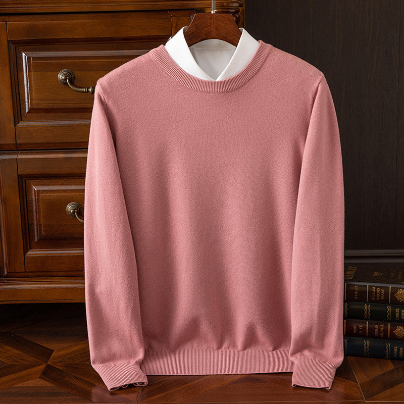 Autumn and Winter Classic Round Neck Men's Pullover Base Shirt Casual Business Knitwear Loose Fashion Solid Color Long Sleeve Sweater