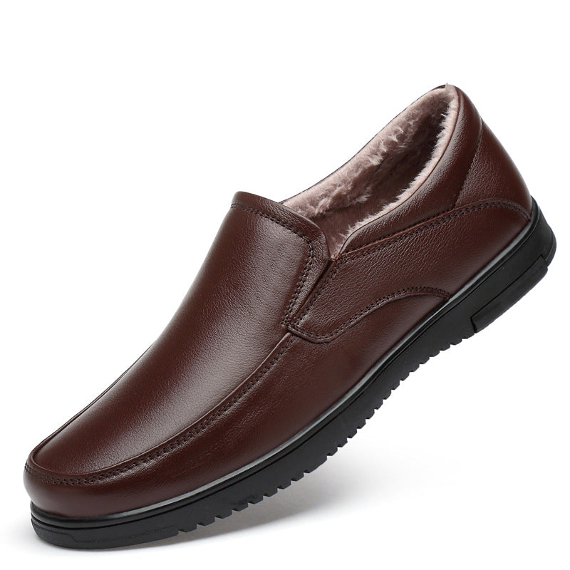 Men's First-Layer Leather Shoes, Business Formal Wear, Men's Middle-Aged Soft-Soled Cowhide Dad Shoes, Summer Breathable Lace-Up Genuine Leather Men's Shoes