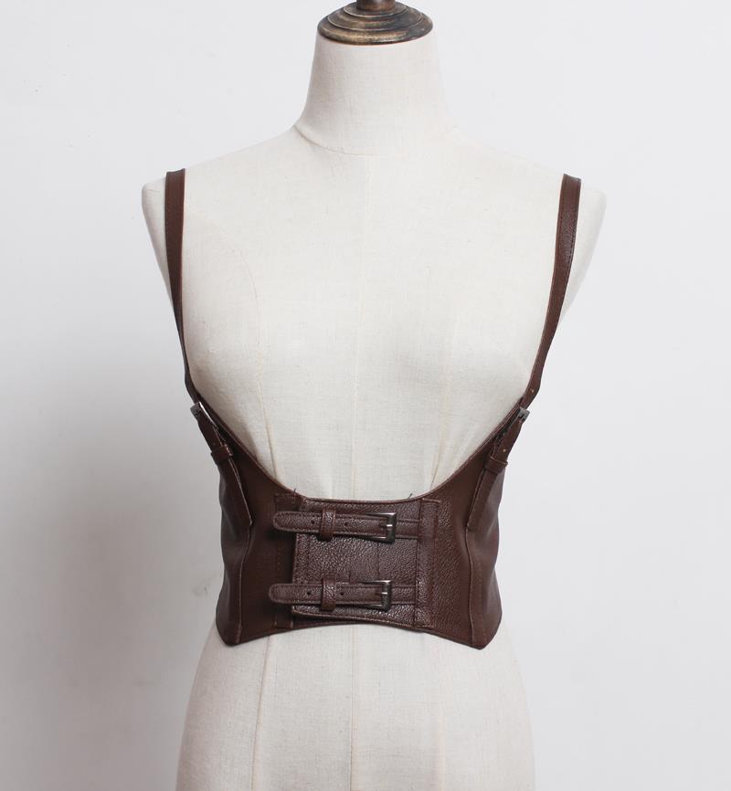 All-match decorative vest strap elastic wide belt women's leather vest camisole waist seal lolita