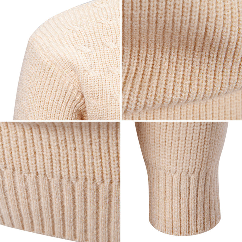 Sweater Men's Autumn and Winter Loose Warm Thick Line Semi-turtleneck Knitted Sweater Base Loose Coat Sweater in stock Hair